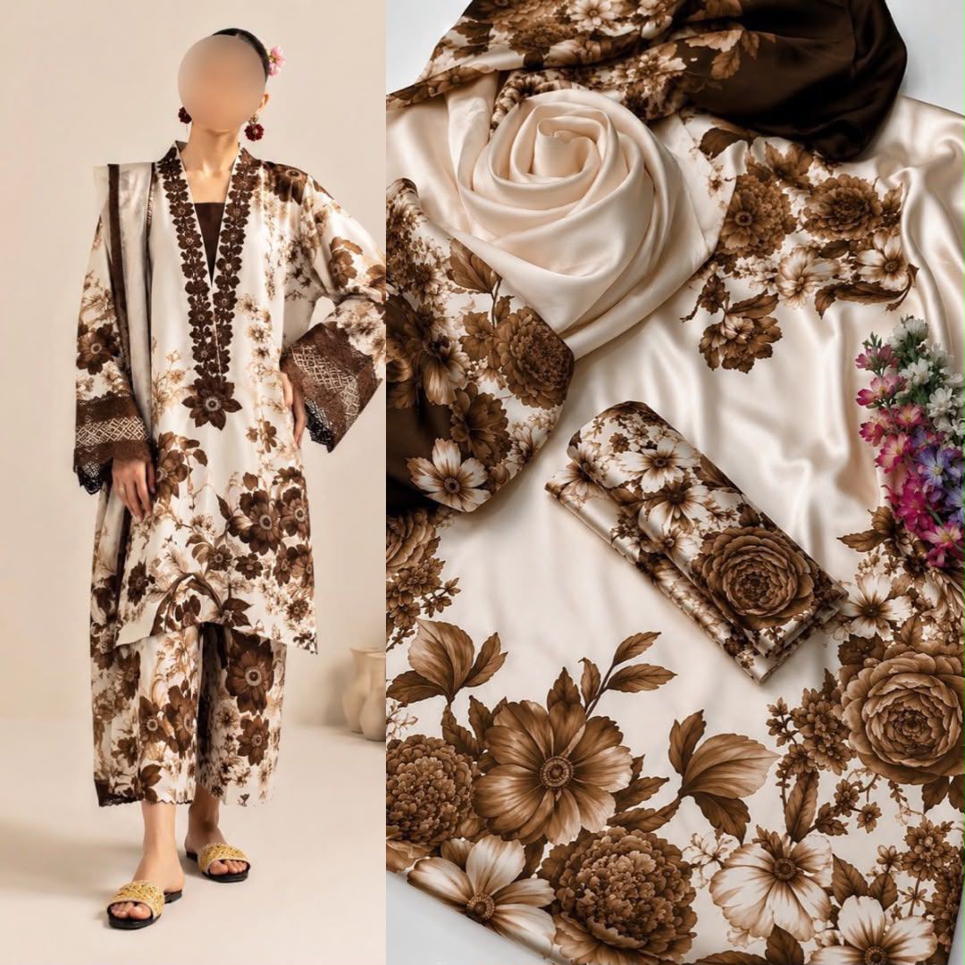 LULUSAR Digital Printed Shamooz Silk 3PC Unstitched Suit