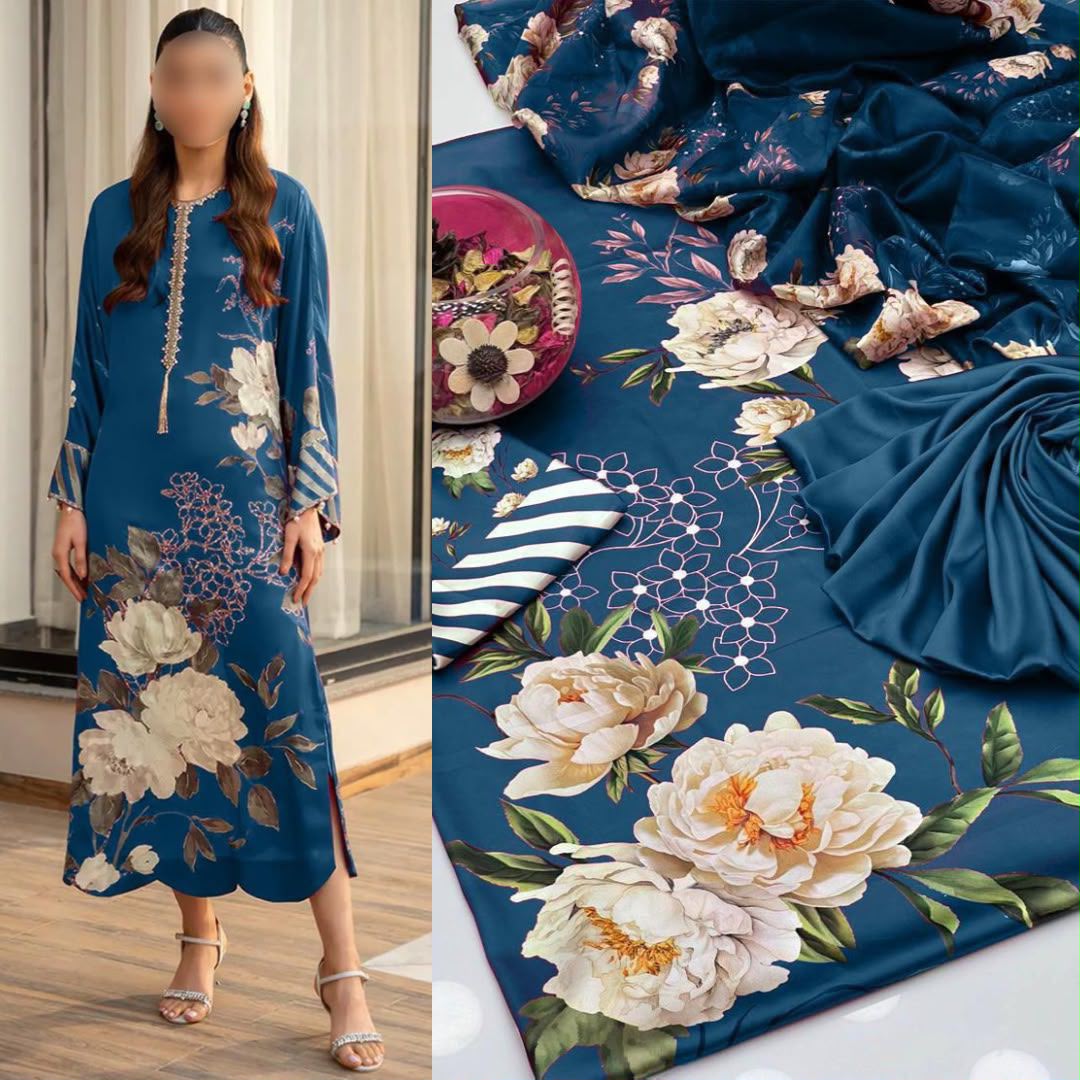 LULUSAR Digital Printed Shamooz Silk 3PC Unstitched Suit