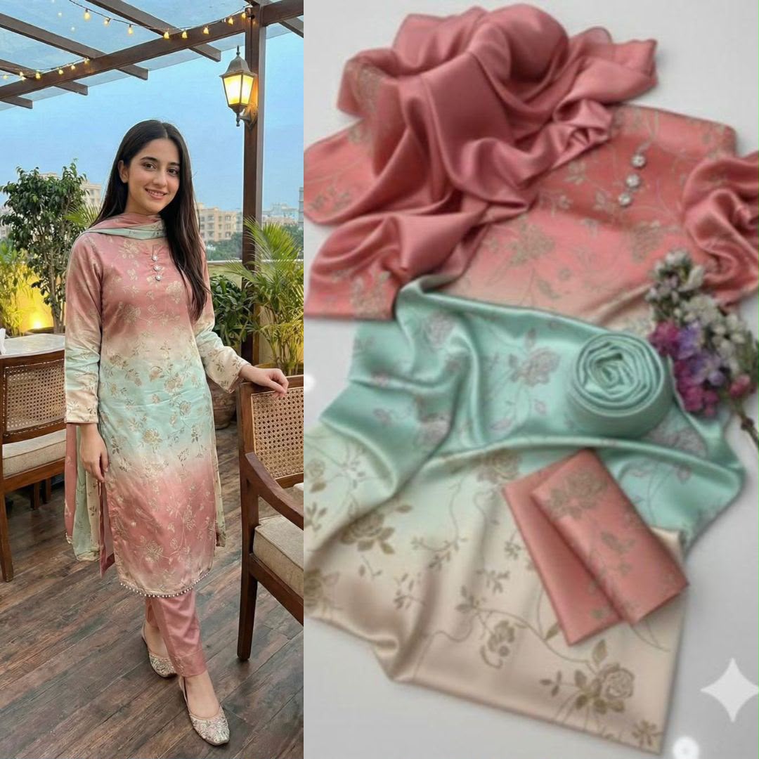 LULUSAR Digital Printed Shamooz Silk 3PC Unstitched Suit