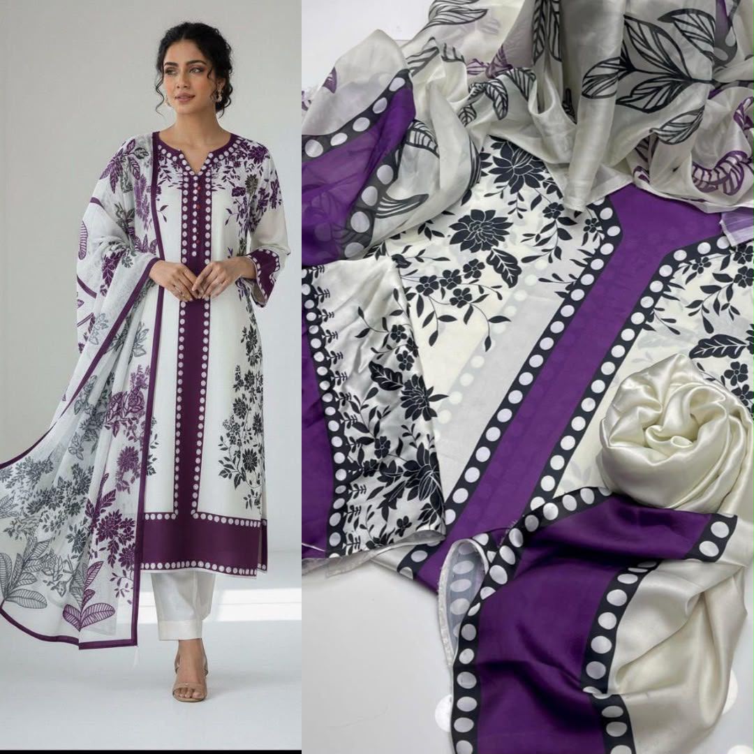 LULUSAR Digital Printed Shamooz Silk 3PC Unstitched Suit