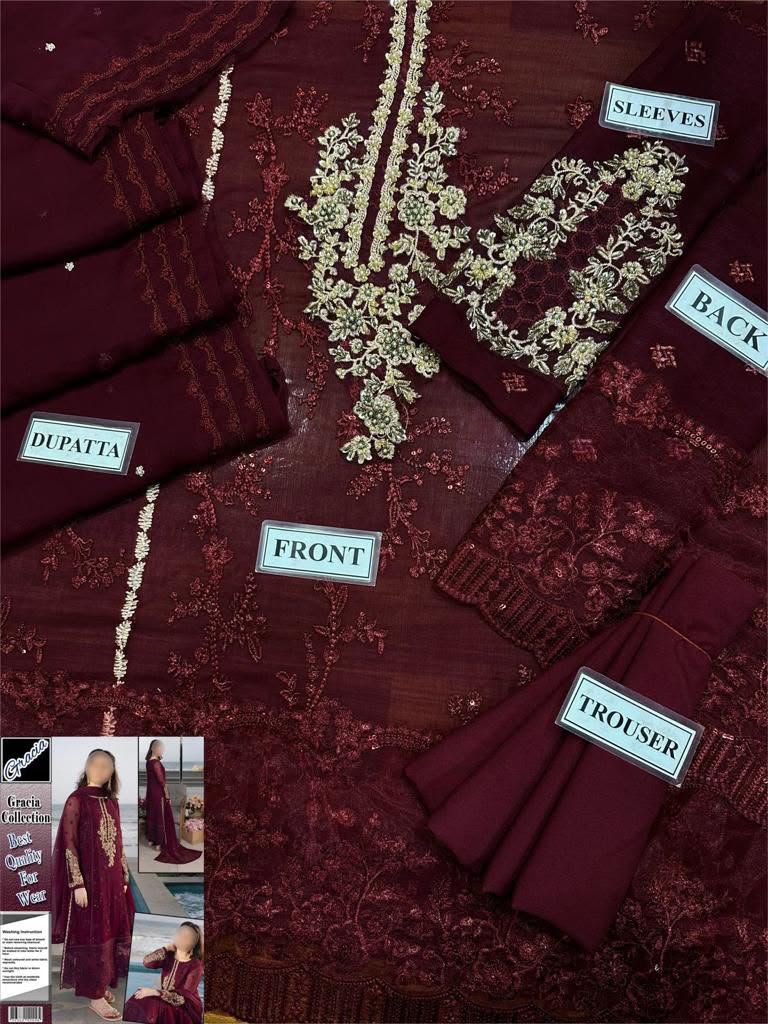 Azure Wedding Chiffon Embroidered 3PC Unstitched Suit