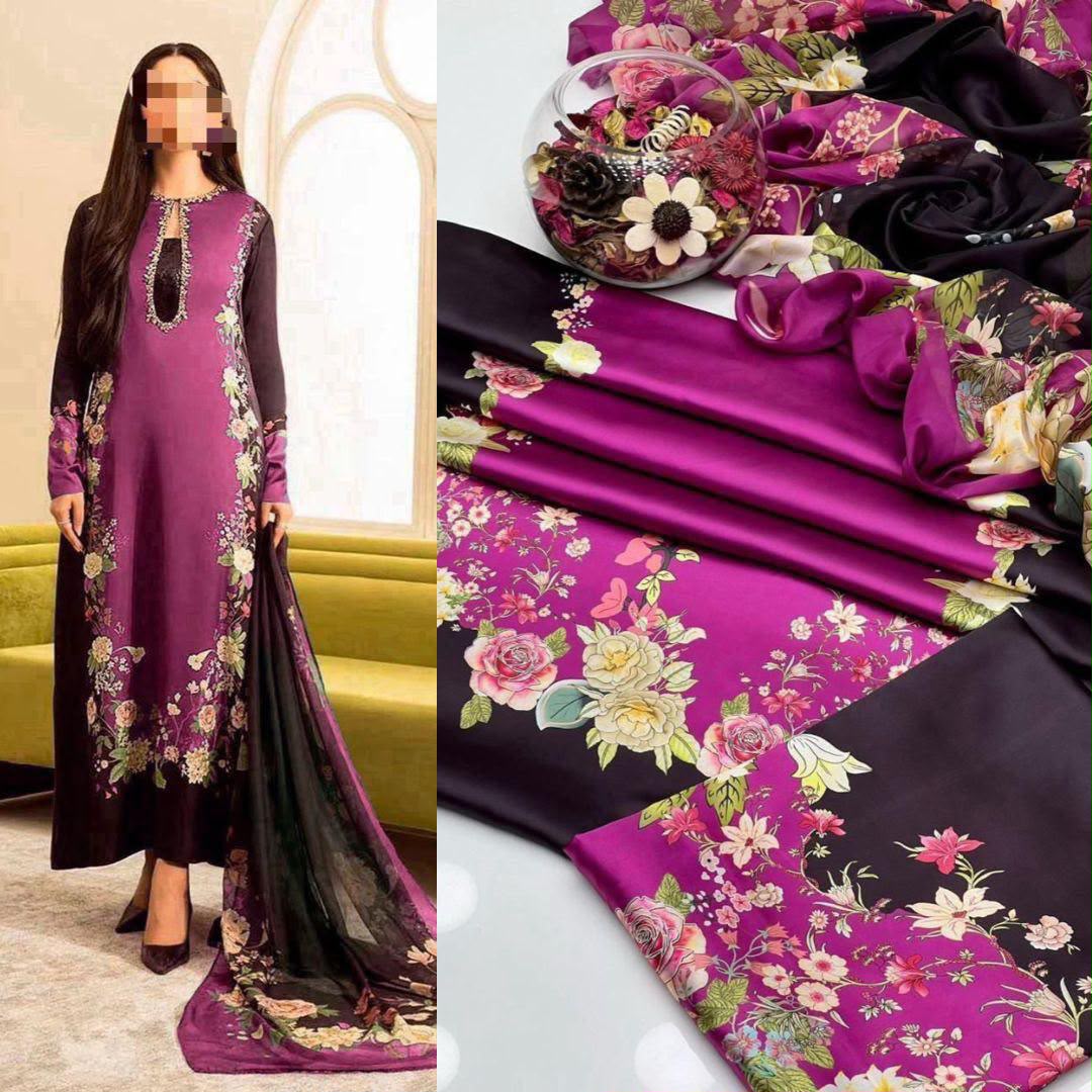 LULUSAR Digital Printed Shamooz Silk 3PC Unstitched Suit