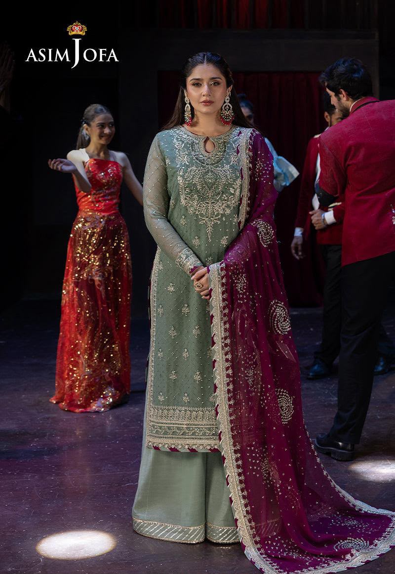Asim Jofa Chiffon Embroidered 3-Piece Suit