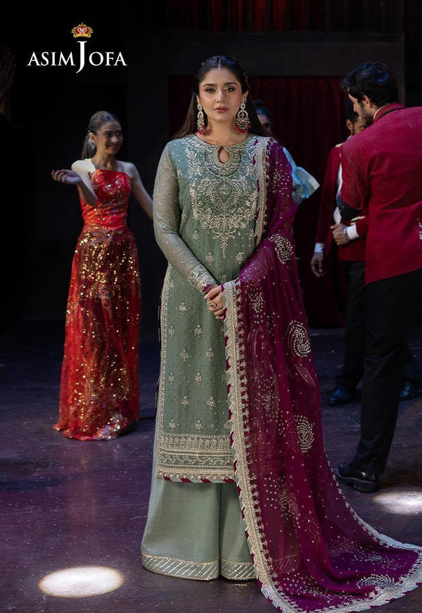 Asim Jofa Chiffon Embroidered 3-Piece Suit