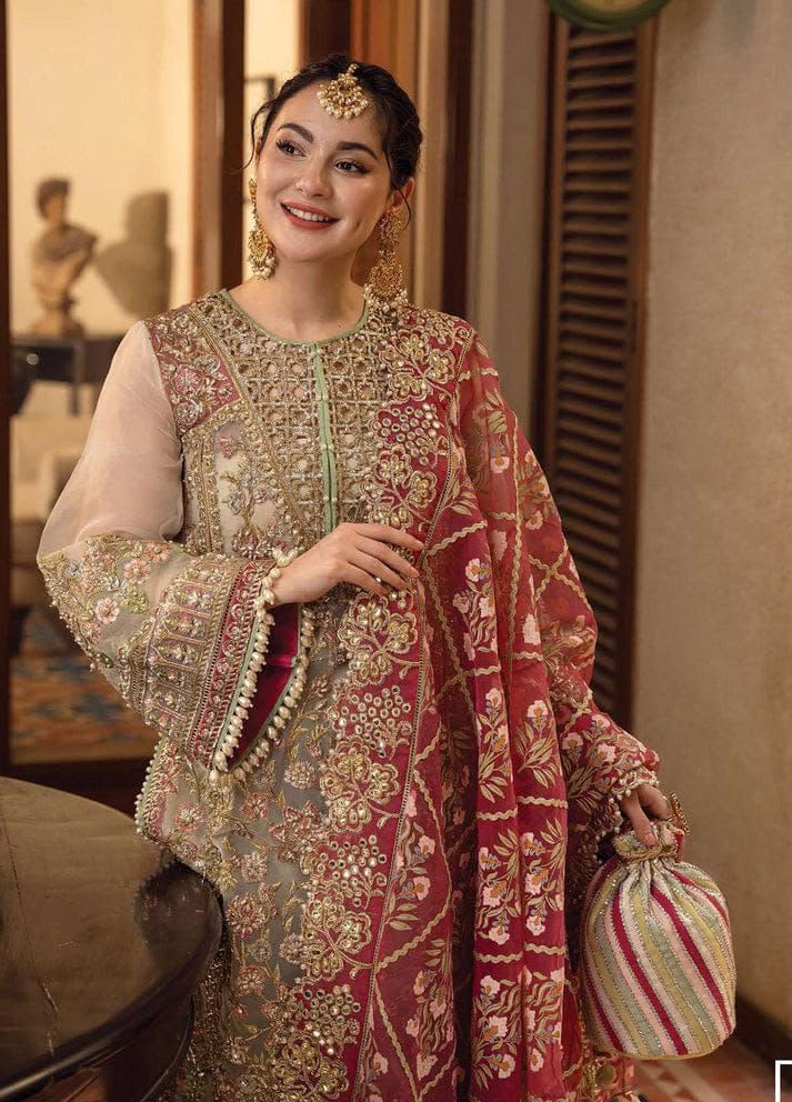 Crimson Organza Embroidered 3PC Suit – Zari, Sequins & Handwork
