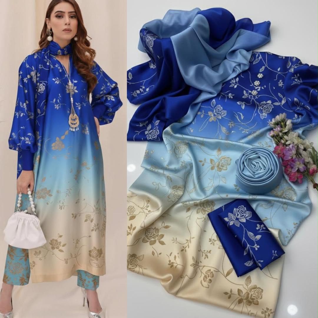 LULUSAR Digital Printed Shamooz Silk 3PC Unstitched Suit