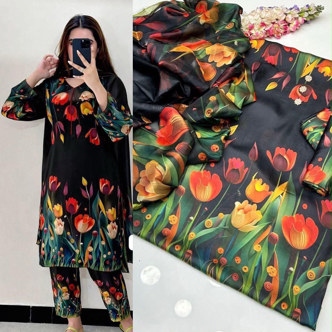 LULUSAR Digital Printed Shamooz Silk 3PC Unstitched Suit