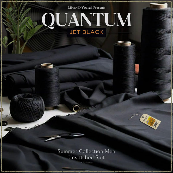 Libas-e-Yousaf Quantum Black Jet Black Men’s Unstitched Wash & Wear Suit