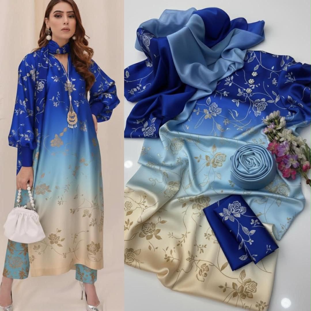 LULUSAR Digital Printed Shamooz Silk 3PC Unstitched Suit