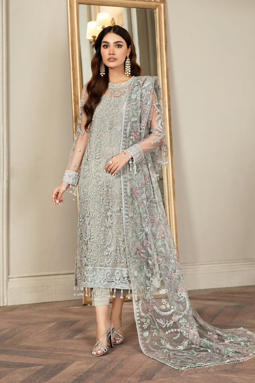 Zarif Luxury Embroidered Net Suit