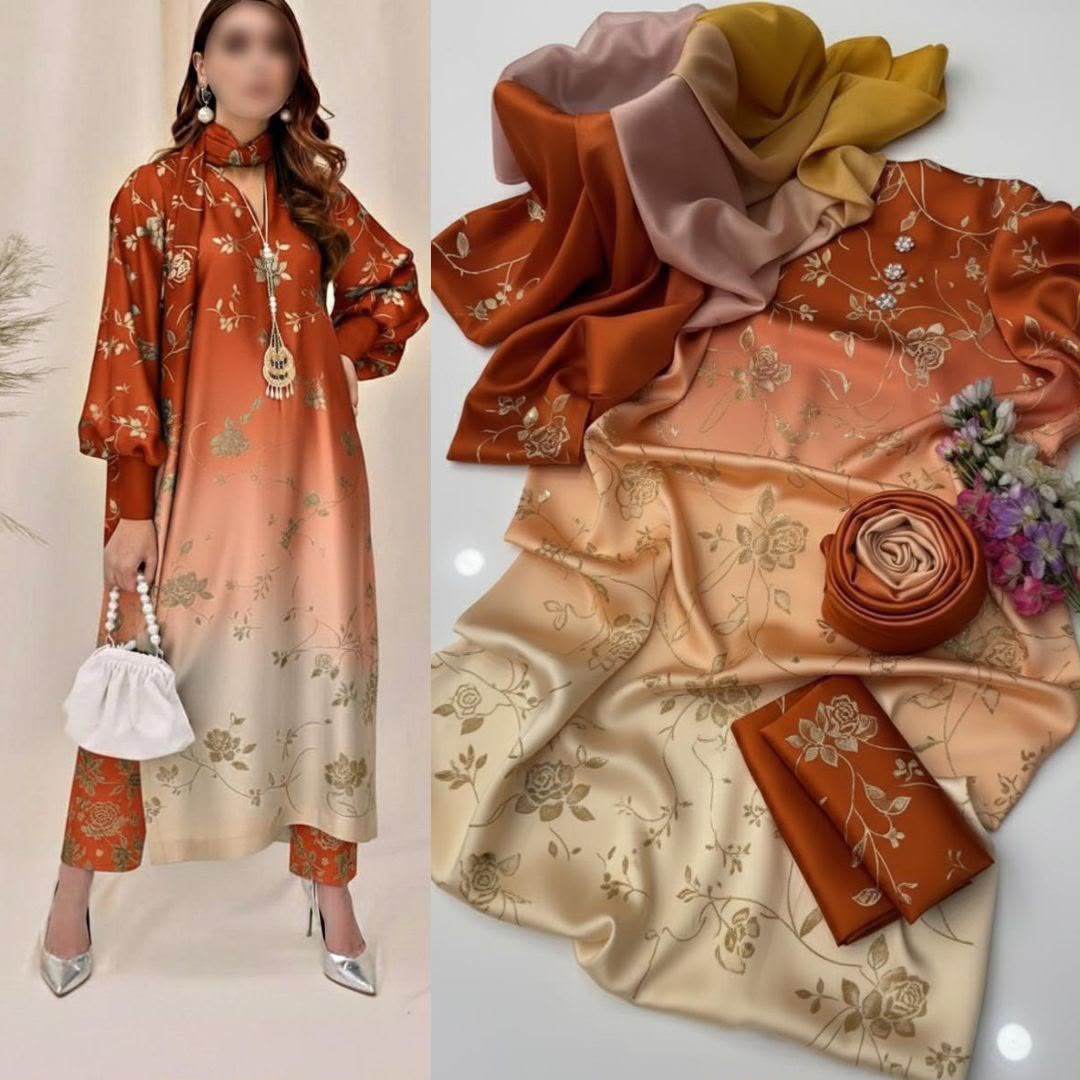 LULUSAR Digital Printed Shamooz Silk 3PC Unstitched Suit