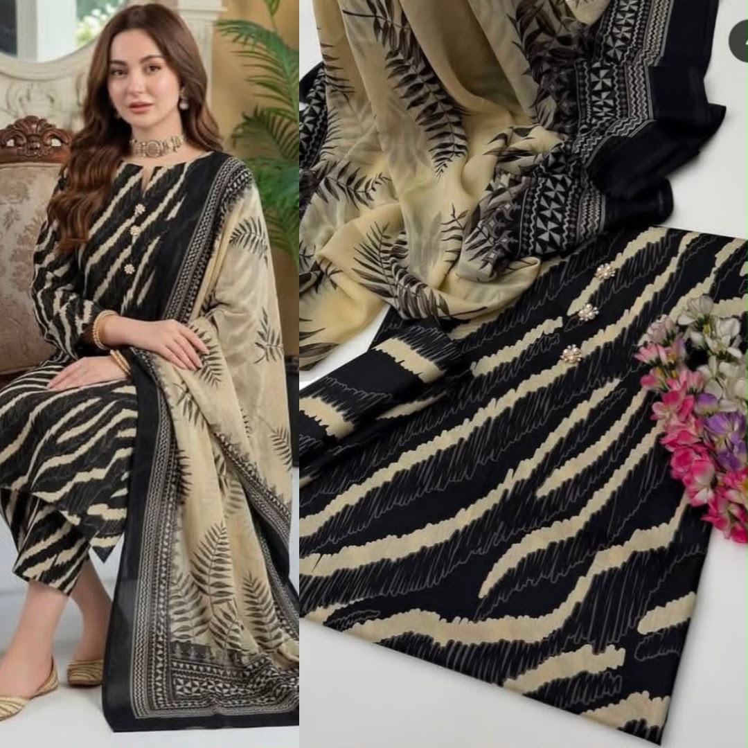 LULUSAR Digital Printed Shamooz Silk 3PC Unstitched Suit