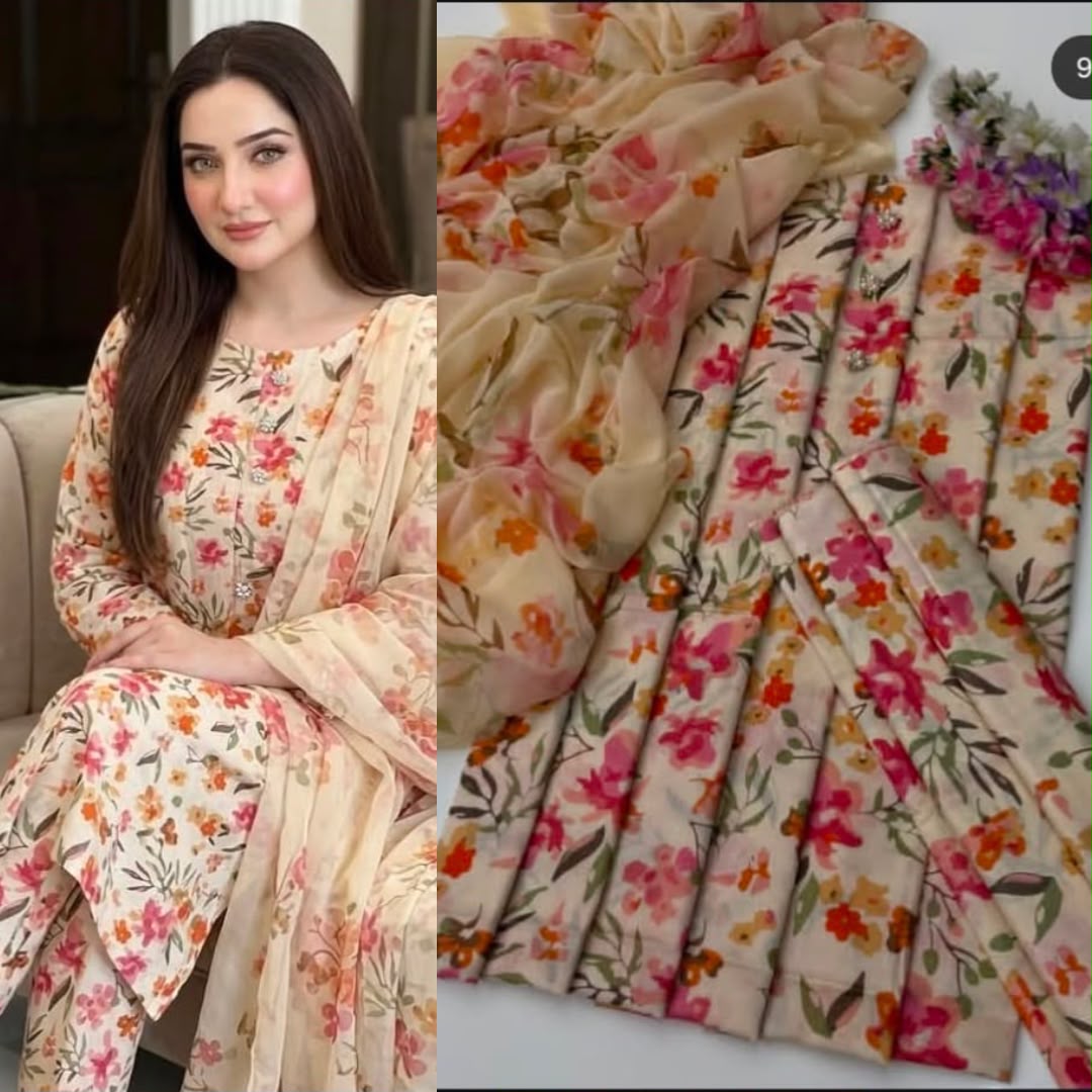LULUSAR Digital Printed Shamooz Silk 3PC Unstitched Suit