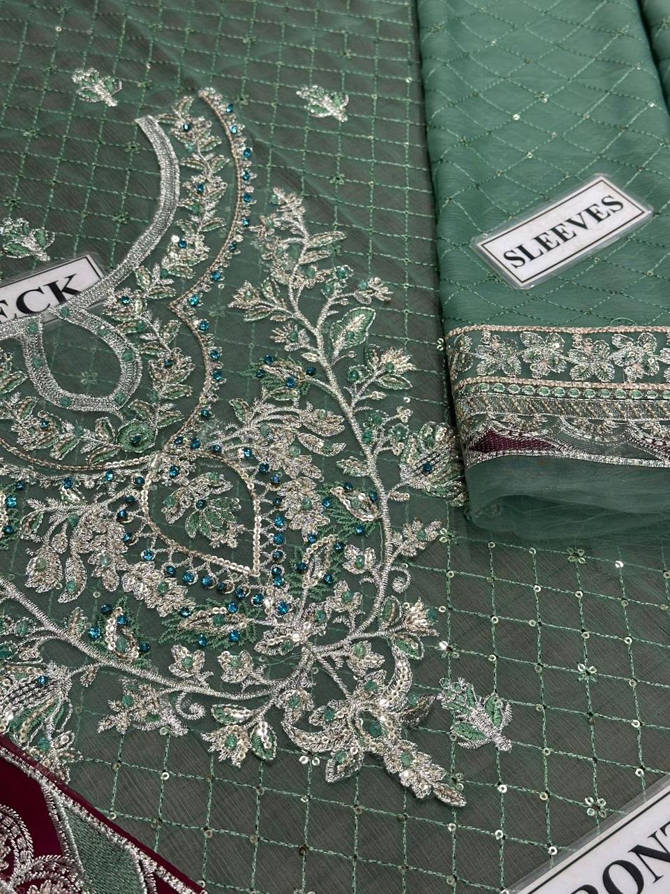 Asim Jofa Chiffon Embroidered 3-Piece Suit