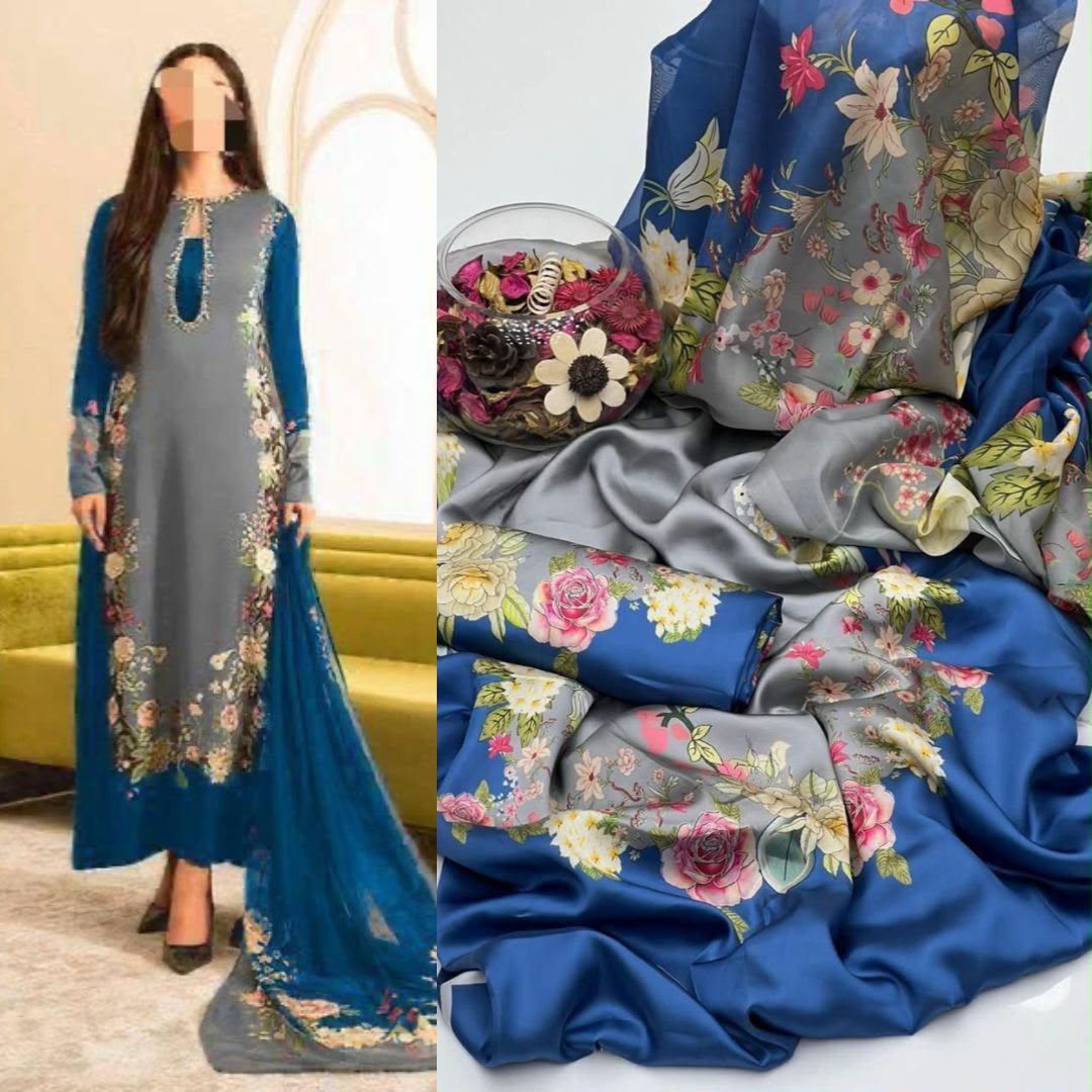 LULUSAR Digital Printed Shamooz Silk 3PC Unstitched Suit