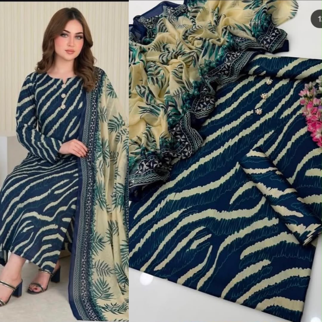 LULUSAR Digital Printed Shamooz Silk 3PC Unstitched Suit