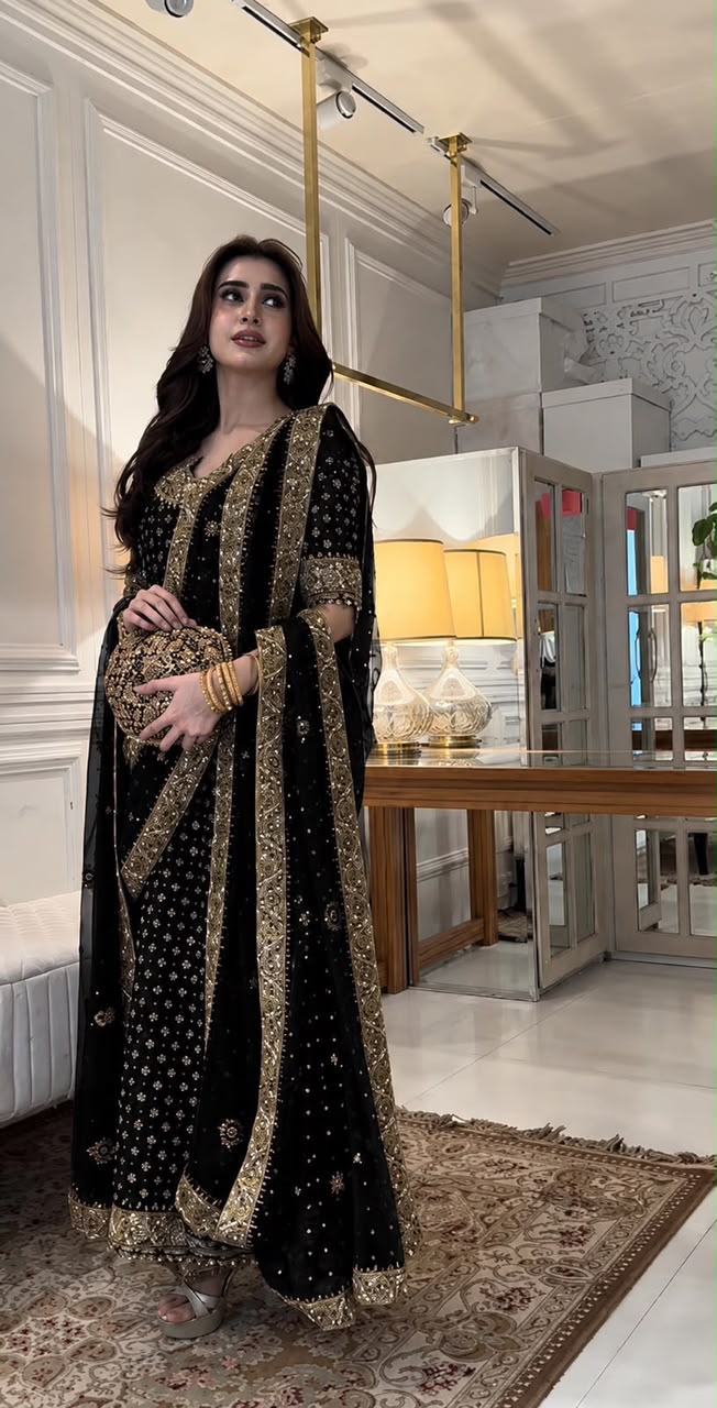Haris Shakeel Aisha Magenta Addawork Formal 3-Piece Suit