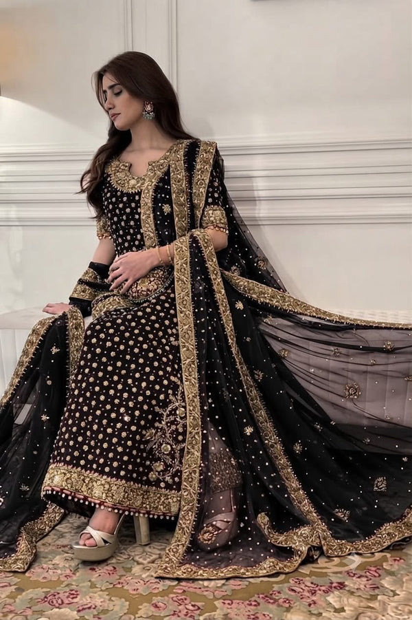 Haris Shakeel Aisha Magenta Addawork Formal 3-Piece Suit