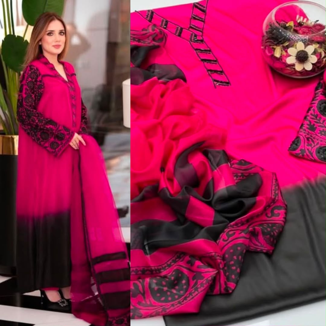 LULUSAR Digital Printed Shamooz Silk 3PC Unstitched Suit