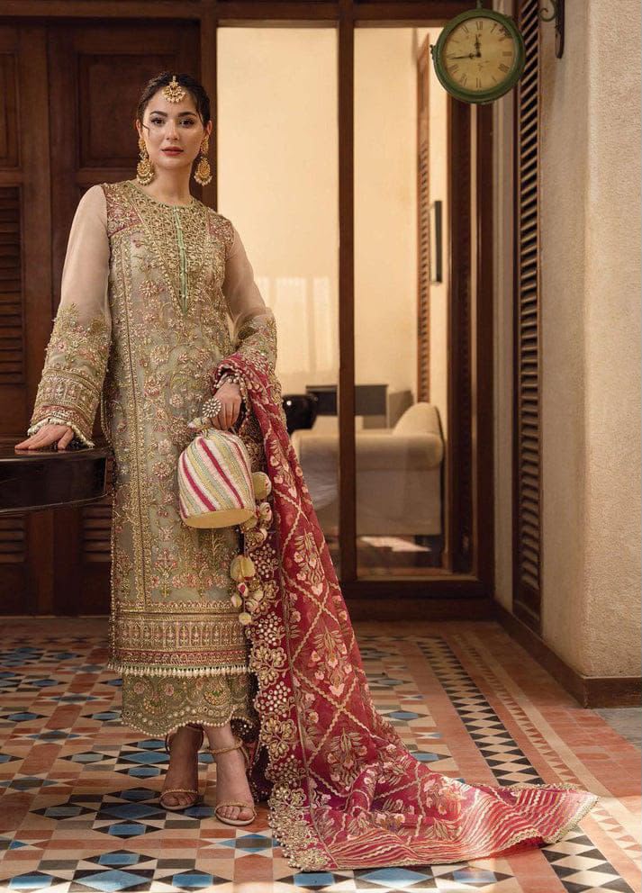 Crimson Organza Embroidered 3PC Suit – Zari, Sequins & Handwork