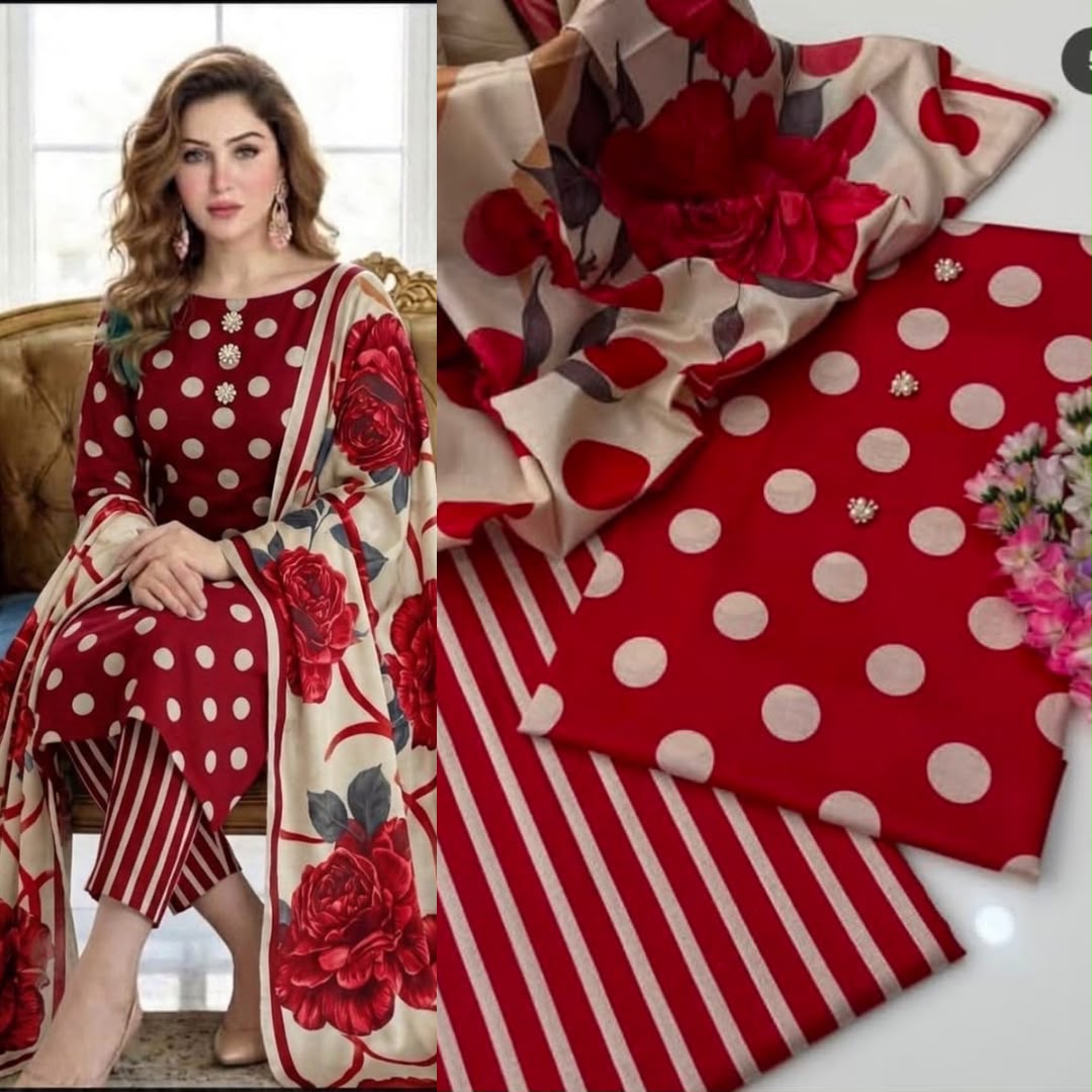LULUSAR Digital Printed Shamooz Silk 3PC Unstitched Suit