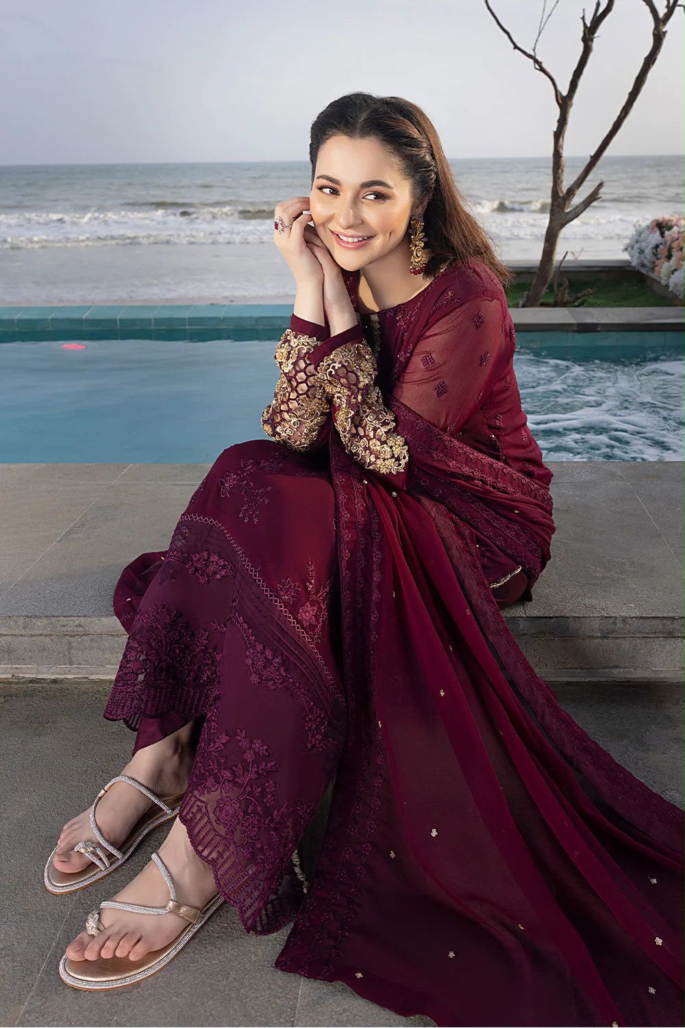 Azure Wedding Chiffon Embroidered 3PC Unstitched Suit